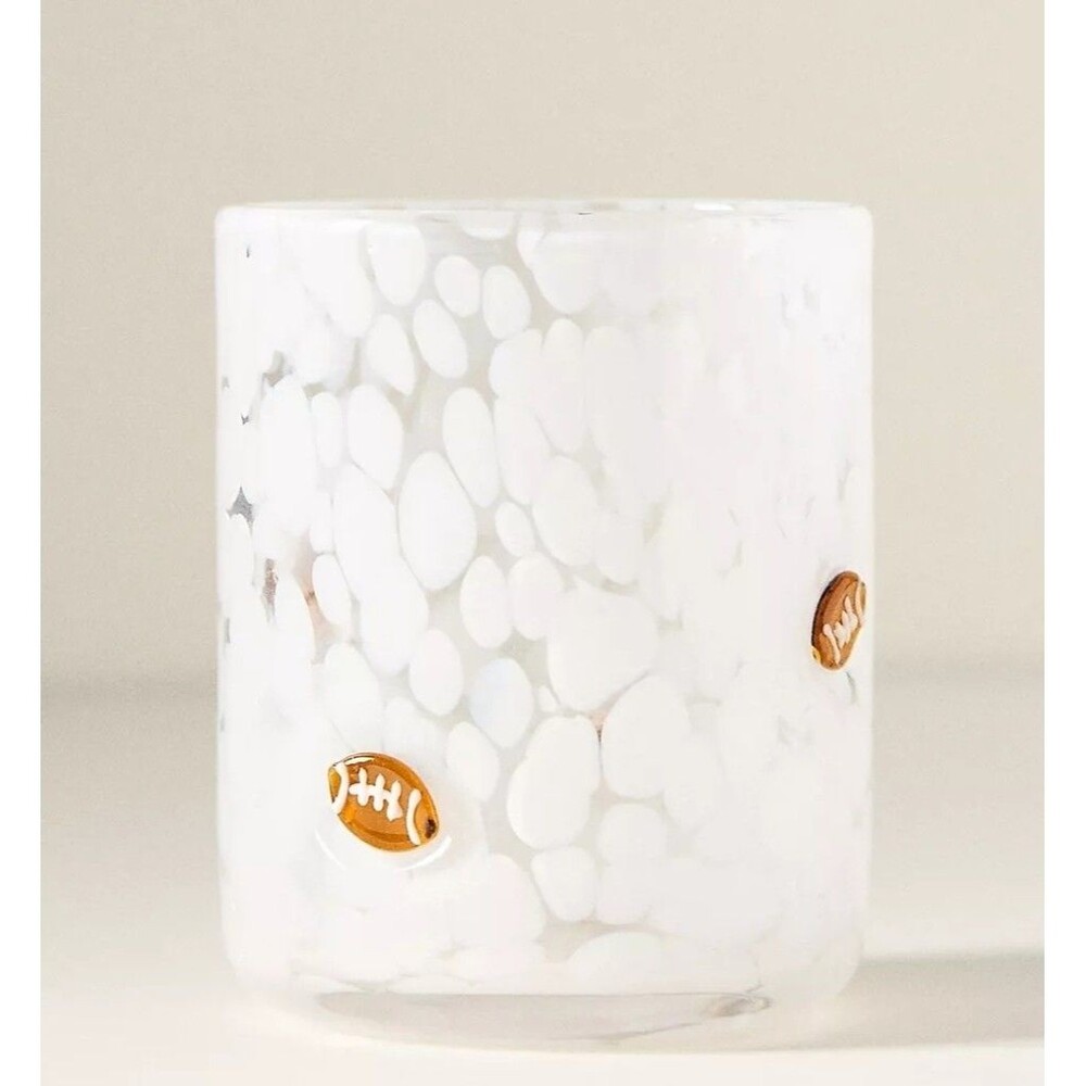 Set of 2 NIB Anthropologie Icon Juice Glass Football Handblown NEW